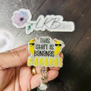 This Shift is Bananas Badge Reel ~ Retractable ID Badge Holder ~ Handmade ~ Snarky Badge Reel, Medical Humor