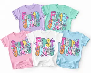 Preppy Back to School Shirt, Coquette Teacher First Day of School Shirt, Girly Checkered 1st/2nd/3rd Grade Youth Tee