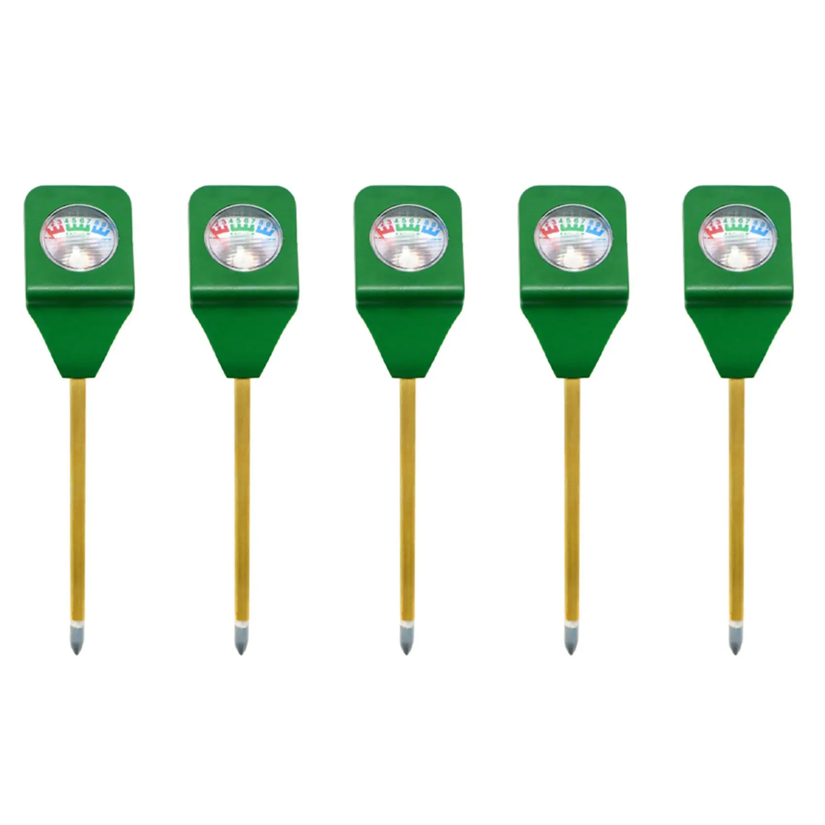 5 Pack Mini Soil Moisture Meter, Plant Soil Tester for Moisture, Light and pH Testing, No Battery Required Gardening Tool for Flowers, Vegetables, Lawn, Fruits and Indoor Plants
