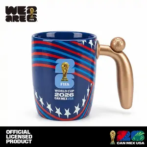 Official 2026 FIFA World Cup Interactive Ceramic Mug - 14oz Fidget Coffee Cup with Spinning Soccer Ball Handle Relief Toy gift choices--Flag Edition Fantasy Football Championship,summerwins America250 Independenceday