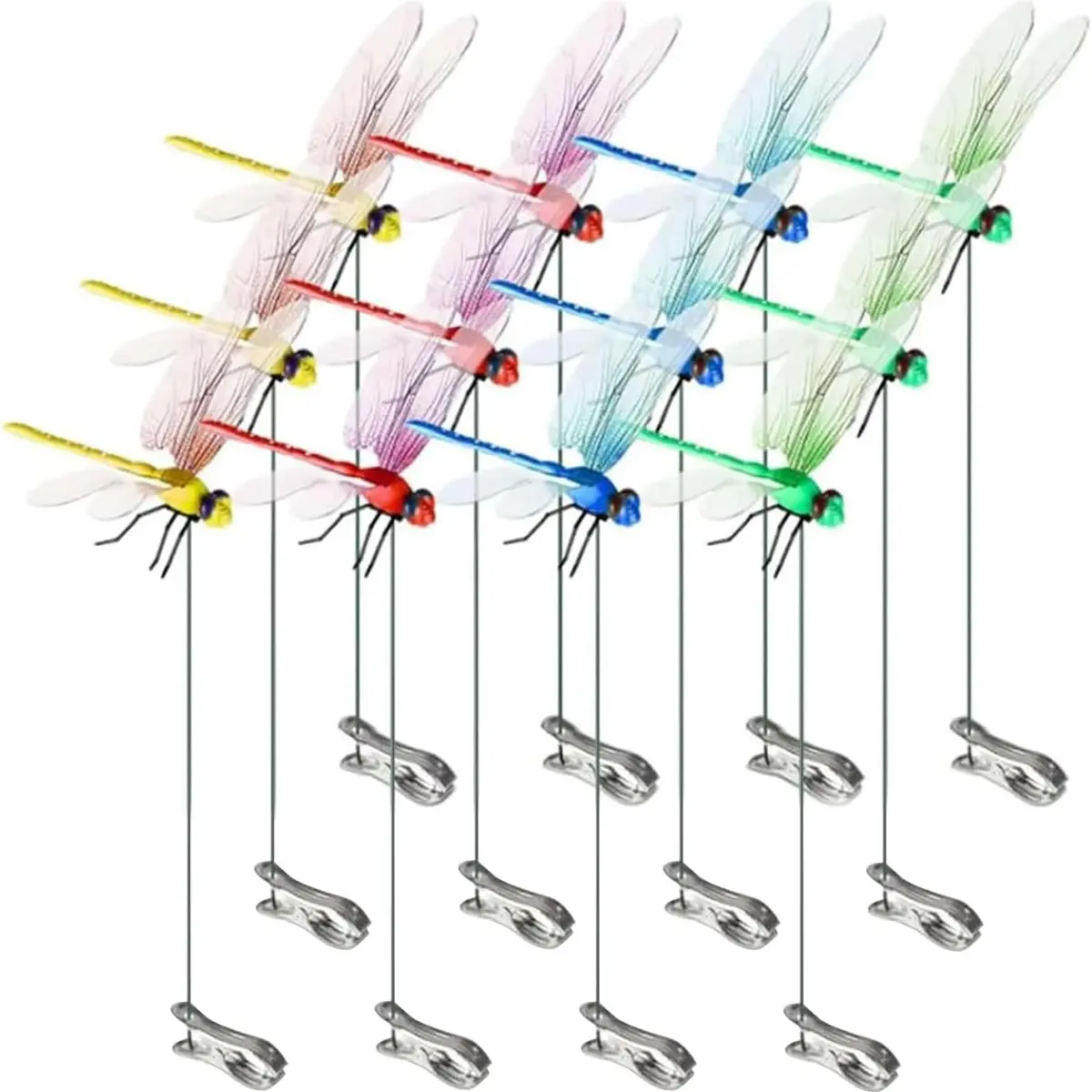 Cute 3D Dragonfly Decorative Clips, Mixed Fake Dragonfly Hat Clip Outdoor Garden Ornaments (Mixed-8pcs)