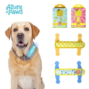 AzurePaws Rechargeable LED Dog Collar Three Lighting Modes Adjustable Soft Washable Durable Lightweight 30M Visibility TypeC Charging Long Battery Giftable Fashion Plaid Fruit Prints Universal Fit