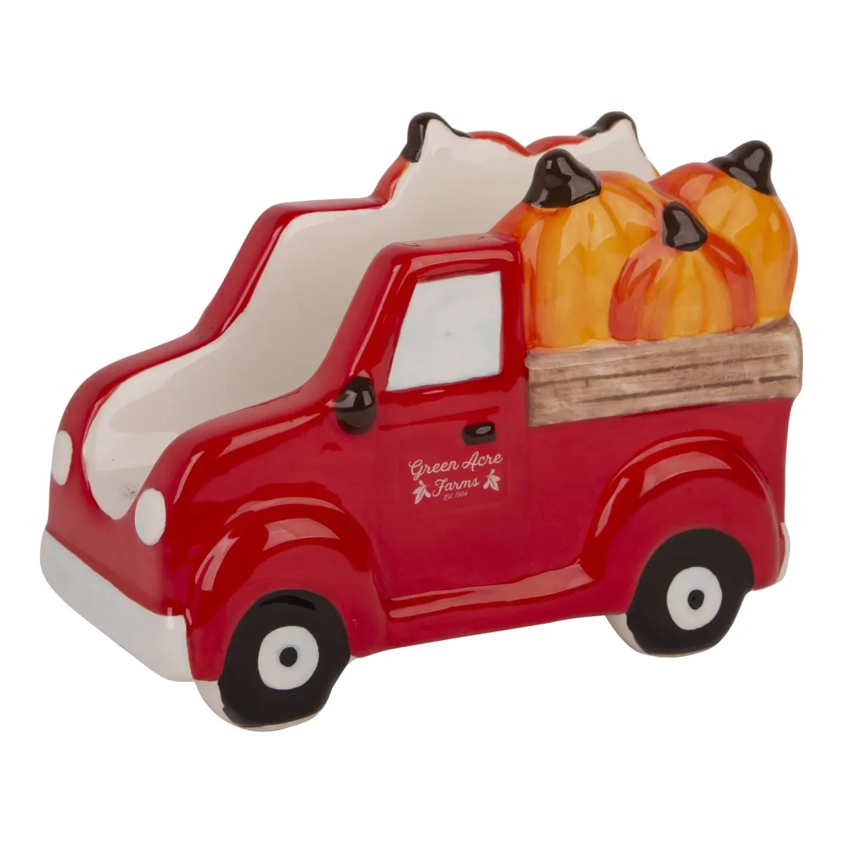 Home Essentials & Beyond 96902 Vintage Ceramic 6.4" L Pick Up Truck Napkin Holder - Festive, Seasonal Romance Decor for Home, Bathroom Use