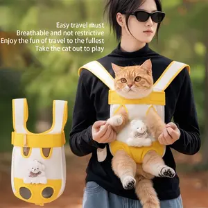 Breathable Cat Backpack Carrier  Adjustable Leg-Out Pet Backpack with Secure Buckles for Outdoor Travel