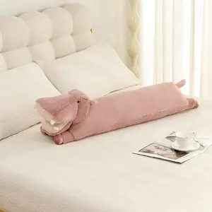 Cuddly Hippo Plush Pillow, Soft Long Stuffed Animal Cushion, Decorative Sofa Bed Throw, Valentine's Day Gift, Holiday Present