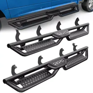 YITAMOTOR Running Boards with Two Stairs Design All-Steel Build, Bolt-on Side Steps Compatible with 2022-2025 Toyota Tundra Crewmax Cab(2 3/4 Size Rear Doors), Black Powder Coated Nerf Bar，nerf bars