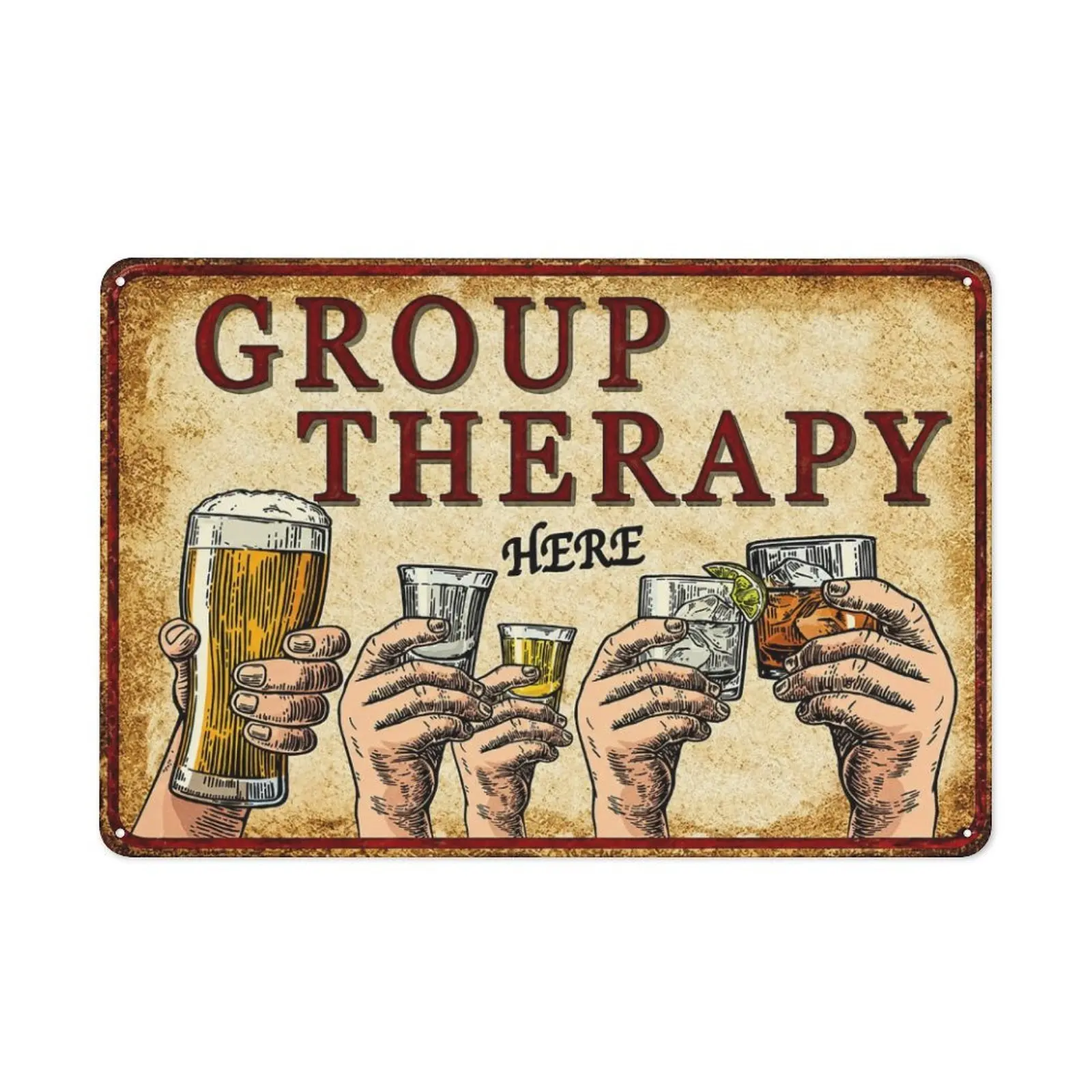 Vintage Beer Sign Metal Tin - Group Relaxation Retro Wall Decor, Suitable for Bars, Cafes or Homes - Waterproof, Rustproof, Easy to Clean 12.0inch x 8.0inch - Cheers! Bar Decoration