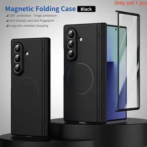 skin sensitive magnetic Protective phone case suitable for Samsung Galaxy Z Fold 7/6/5/4/3 with tempered glass film, Screen Protector, supporting wireless charging, protecting hinges, anti-slip, shell film integrated