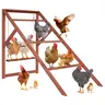 PETSFIT Solid Natural Fir Wood Chicken Roosting Bars - 4 Multi-Level Bars & Swings, Waterproof, Reinforced Structure, Easy Assembly, Outside Climbing Aid, Develops Coordination, Promotes Natural Behavior, Reduces Boredom, for 8-10 Hens, Backyard Setups
