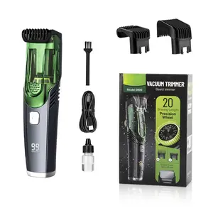 Beard Trimmer for Men: Vacuum Mustache Trimmer for Less Mess -IPX6 Waterproof- Rechargeable Electric Beard Cutting Kit with Adjustable Length Comb-Built-in Vacuum for Sideburns/Stubble
