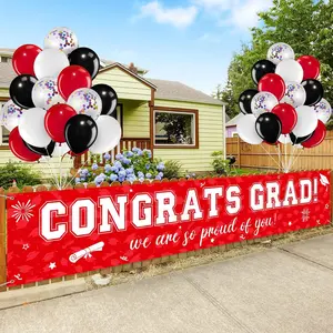 【graduation2026】Graduation Banner Balloon Decoration Class of 2026, Congratulations to Graduates Banner Outdoor Decoration in Courtyard, High School and University Graduation Party Graduation Balloon Banner 400x180cm