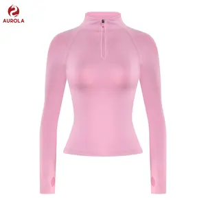 AUROLA Influence Workout Jacket for Women, Half Zip Cropped Slim Fit Long Sleeve Yoga Jackets Athletic Top with Thumb Holes SpringStatements