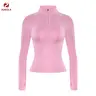 AUROLA Influence Workout Jacket for Women, Half Zip Cropped Slim Fit Long Sleeve Yoga Jackets Athletic Top with Thumb Holes