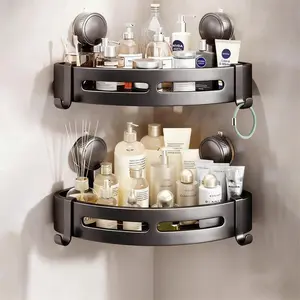 valentines gift for bf-Shower Caddy, 1/2/3-Pack Black bathroom accessories, wall organizer, No Drill Bathroom Shower Organizers With Removable Hooks, Rust Proof Shower Shelves For Inside Shower, free wall mountshower organizer-home essentials  haul