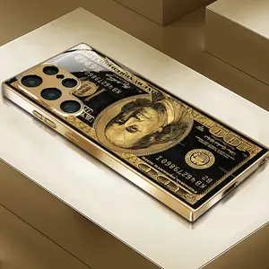Phone Case Electroplated Gold Phone Case Suitable for Samsung Galaxy S25 S24 Ultra S23 S22 S21 S20, All-Season Gift, Banknote Gold, Mobile Accessories, Elegant Design, Fashionable Protective Case, Durable Material, Galaxy Cover, Fashion Enthusiasts,