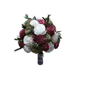 Sola Wood Flower, Earthy colors, Burgundy Bouquet, Sola Bouquet, Woodem Bouquet, Rose Bouquet, Wedding Flowers, Everlasting Bouquet