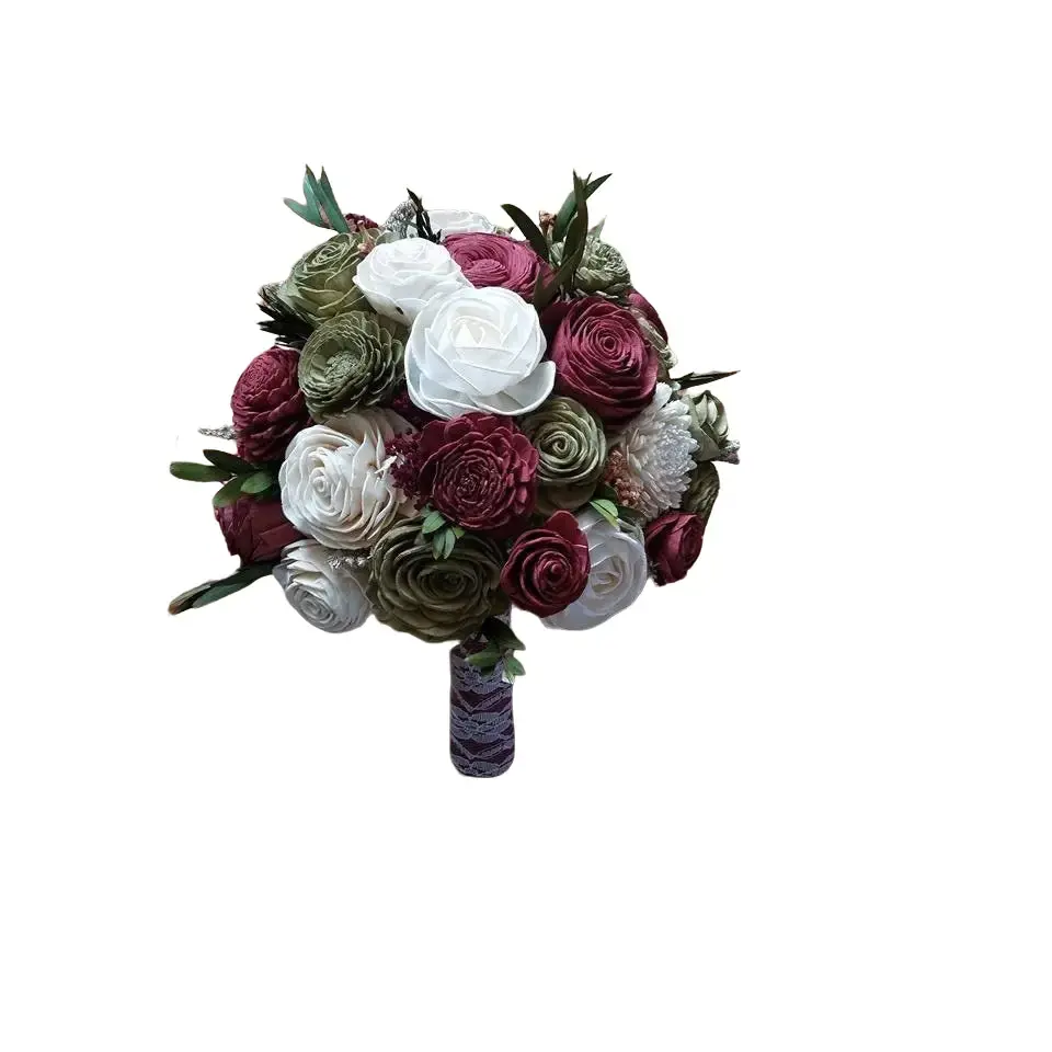 Sola Wood Flower, Earthy colors, Burgundy Bouquet, Sola Bouquet, Woodem Bouquet, Rose Bouquet, Wedding Flowers, Everlasting Bouquet