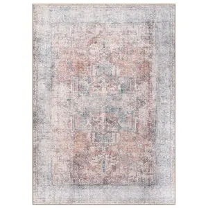 Vintage Transitional Boho Machine Washable Area Rug