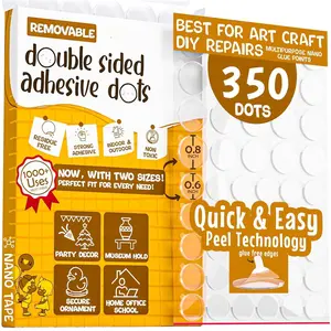 Double Sided Tape Adhesive Dots Stickers  350 Pack Removable Putty No Trace Clear Sticky Tac Blue Sticky Tack Balloon Tassels Picture Hanging Strips (350 Sticky Dots)
