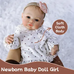 [WOOROY] Reborn Baby Doll - 18 In Newborn Realistic Baby Doll, Cloth Body, Hand-painted Hair, Birthday & Christmas Gift for Kids Ages 3+