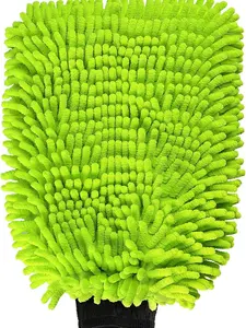 Premium Chenille Microfiber Wash Mitt for Car Washing - Scratch-Free & Lint-Free, Green Regular Size (7.12''X10.14'')