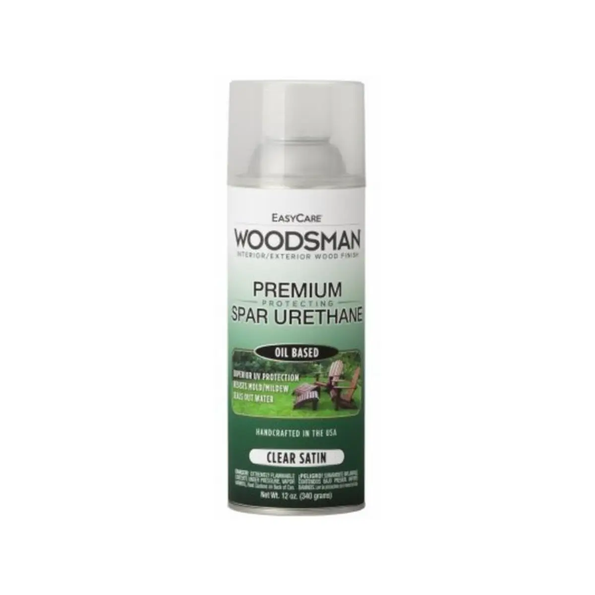 212 MAIN True Value Manufacturing 12 oz Woodsman Spar Urethane Satin Spray Stain - All-Season Use, Indoor & Outdoor Wood Protection