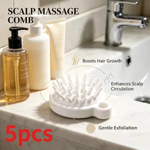 5pcs Scalp Massage Hair Brush, Soft Silicone Bristles, Deep Cleansing, Exfoliates, Relaxes, Suitable for All Hair Types, Scalp Care Tool