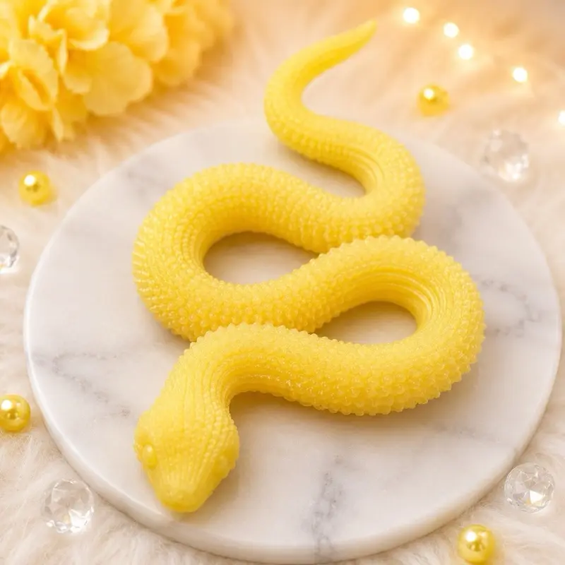 Yellow Silicone Fidget Toy Snake -,2 sizes, Ideal for Stress Relief and Hand Movement Squishy anxiety squishies