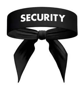 Security Uniform Sport Head Tie Headband Stretch Sweatband Black White Text Drip Classic Guard Job Worker Work Staff Event Uniform Officer Bouncer Custom Bandana Sweat Band  Head Band Enforcement Patrol Surveillance Athletic Fitness Moisture Wicking