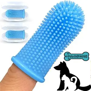 PawSome Pet Finger Tooth Brush 2 Pack for Dogs & Cats 360º Design Soft Silicone BPA-Free Easy Cleaning with CET Enzymatic Toothpaste Not Included, Animal Cleaning tool