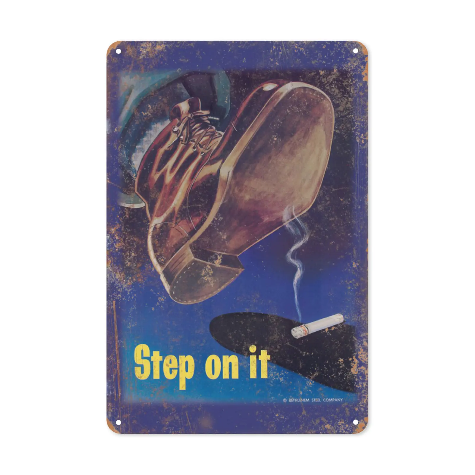 WSTKJW WWII "Step on It" Propaganda Poster Reproduction Metal Sign, 8x12 in Photo Print, Home Supplies Wall Decor Plaque for Cafes, Libraries