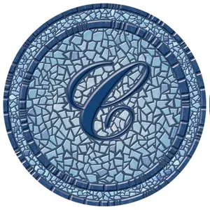 212 MAIN Circle Mosaic Tile Outdoor Pool Mat - 29 in. Dia, Chemical Proof, Monogram Design
