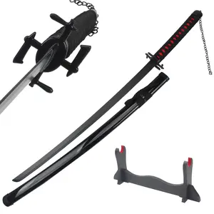 41 inches Not Sharp Real Bleach Sword Cosplay Samurai Katana Swords with Wooden Holder Stand Display for Anime Fans Halloween Role Playing Props Cosplay Collection Christmas Gift Birthday