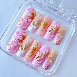 NailPosh\3.0cm square Press on nails 10 pcs\holiday nails collection\cute nails\handmade\high quality \reusable acrylic nails