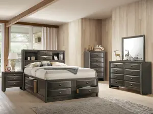 Zosimo Classic 4-Piece Bedroom Set with Storage Bed and Rich Wood Finish – Functional and Stylish Design
