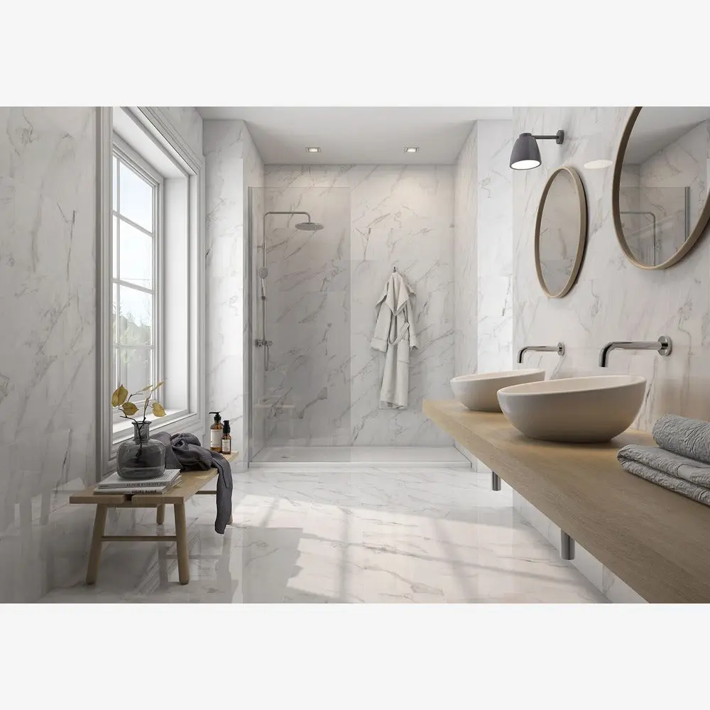 Milano Statuary White 24x48 Porcelain Tile Glossy Sample