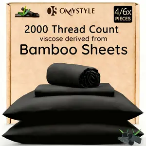 OMYSTYLE 4PCS/6PCS Bamboo Cooling Queen Size Sheet Set - Children Bedding Set, Breathable and Comfortable - Fit For Hot Sleepers and Sweats, Pillowcases, Flat Sheet and Fitted Sheet - A Perfect Gift