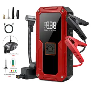 4500A Peak Portable Car Jump Starter, 14000mAh Power Bank, 150PSI Tire Inflator, LED Light, Tire Pressure Monitor, Tire Tread Gauge, Tire Repair Plugs, Jumper Cables & Air Hose for Up to 9.0L Gas / 8.0L Diesel Engines