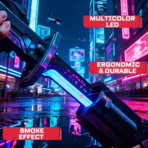 Qzjaiwanj Model Toys Cyberpunk Neon Sword Lightsaber 17.3-inch Seven-Color Streaming Blade Type-C Rechargeable Dual Swords for Cosplay Carnival Parties Display Convenient Easy Charging