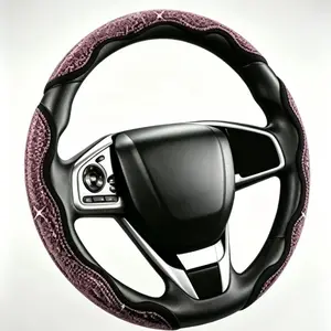 Luxury Rhinestone-Adorned Car Steering Wheel Cover - Black with Sparkling Accents, All-Season Universal Fit, Enhanced Grip, Stylish Car Accessories for Automotive Interior gift unisex