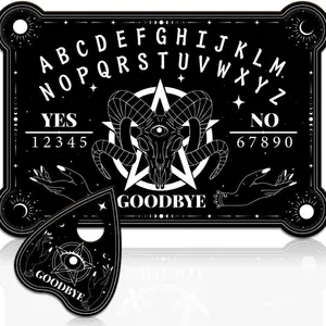 Wooden Spirit Board Set, Goat Horn Devil Pendulum Fortune Telling Game, Yes No Talking Board, Halloween Party Gift