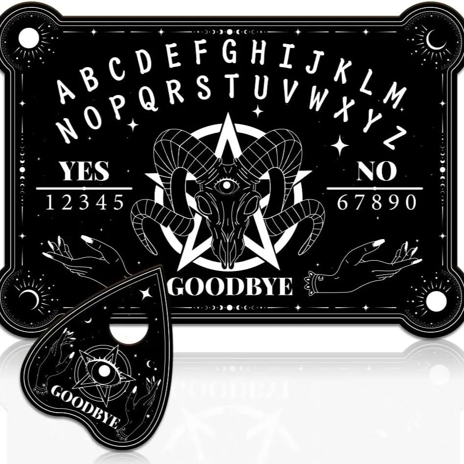 Wooden Spirit Board Set, Goat Horn Devil Pendulum Fortune Telling Game, Yes No Talking Board, Halloween Party Gift