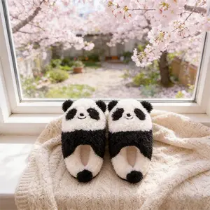 Women's Panda - Shaped Plush Slippers | Cute Warm Indoor Footwear
