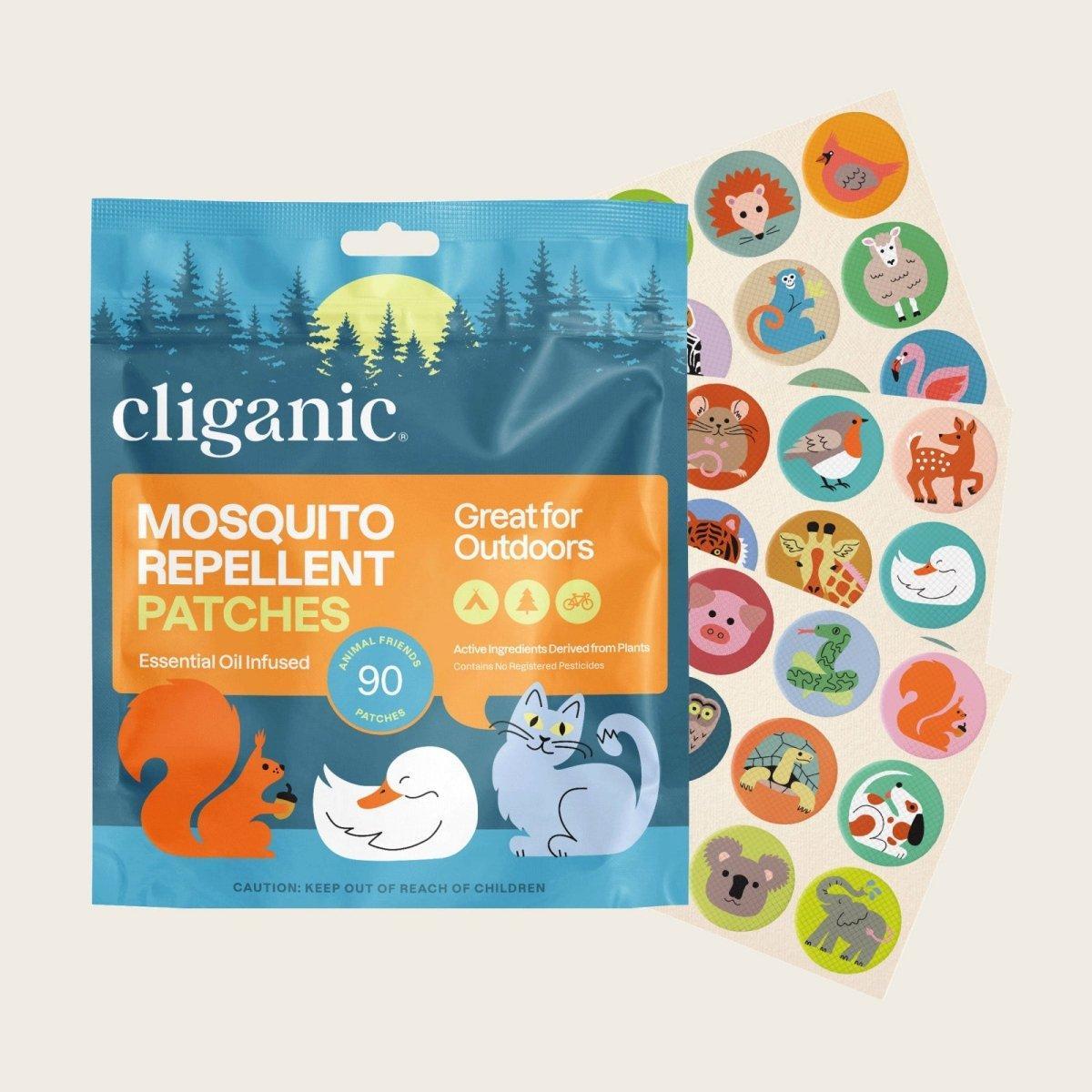 Cliganic Mosquito Repellent Patches – Animals - for Kids & Adults Shaped Badges with Essential Oils, DEET-Free & Natural