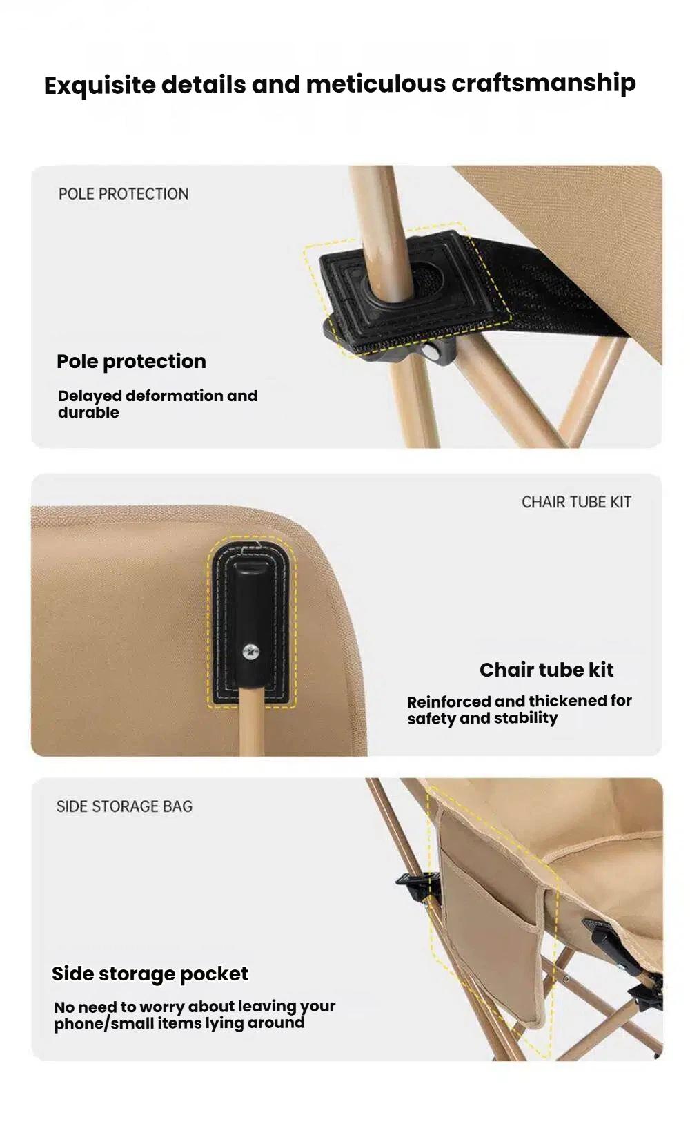 Portable Folding Moon Chair with Footrest – Thick Padded Adjustable Recliner, 4-Level Lounge Chair for Camping & Home