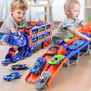 Dinosaur Transport Truck Toy for Toddlers – 12 Die-Cast Cars, Transforms into Dino, Perfect Gift for 3-6 Year Old Boys