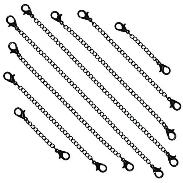 Mandala Crafts Stainless Steel Necklace Extender Bracelet Extender Chain with Double Lobster Clasps, Set of 8 Pieces, Hypoallergenic, Adjustable Length