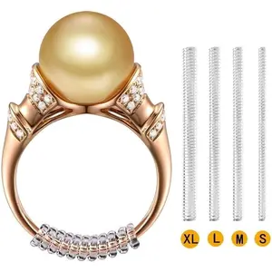 Ring Size Adjuster for Loose Rings, General 4 count Coil Design, Clear Invisible Ring Reducer Guards, hold ring in place,Fit Women Men Ring,  with  Polishing Cloth, Comfortable
