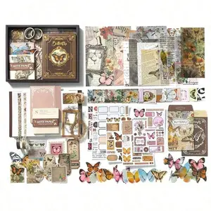 140 Pcs Scrapbooking Supplies Kit, Vintage Aesthetic Scrapbook Kit For Bullet Junk Journal, Stationery, A6 Grid Notebook, Craft Journaling Supplies, Birthday Craft Gift For Friends