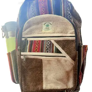 HempStyle Unisex Pure Himalayan Hemp Backpack with Laptop Compartment and multiple pockets, Large  16”L 12”W 6”D